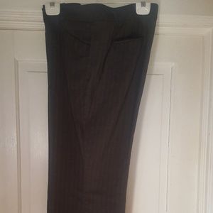 Brown dress pants with tan pinstripe.